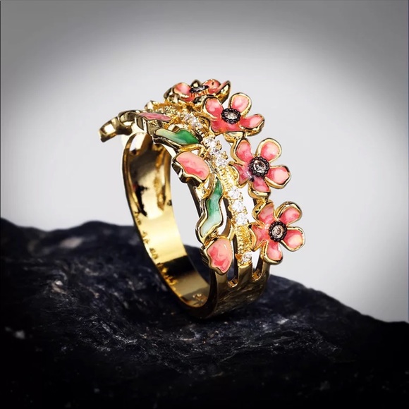 🎊HP🎉 18k Gold Plated Pink Flower Garden Ring - Picture 5 of 5